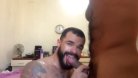 Sexy brunette hair with huge dildo fucks herself