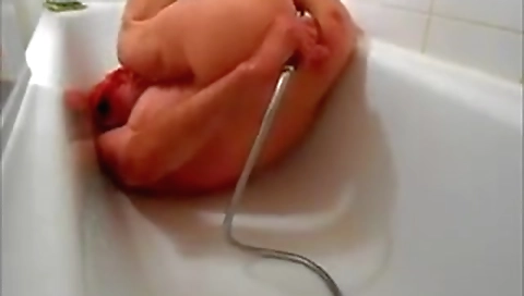 Sexy chick with huge dildo fucks on