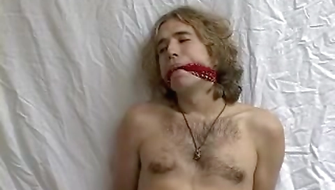 Sexy blonde in black lingerie and room